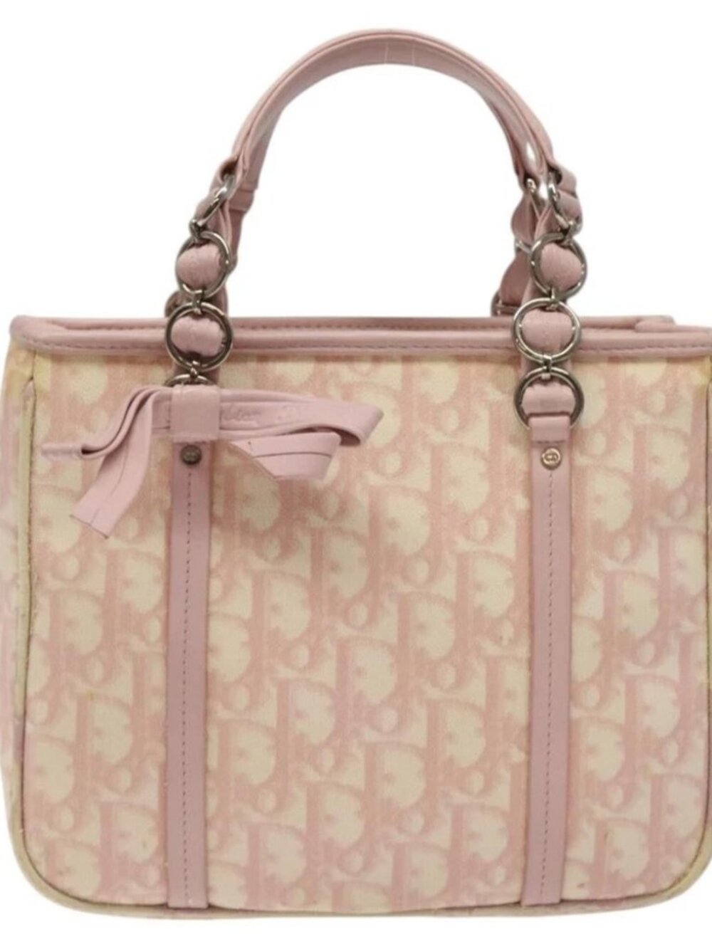 Christian Dior Trotter Canvas Romantic Chain Bag PVC Pink Silver - Picture 2 of 16